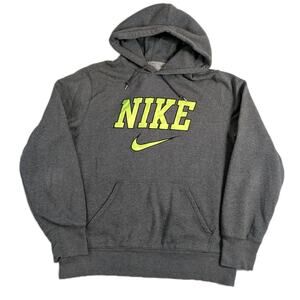Nike Hoodie Sweatshirt Mens Large Gray Embroidered Stitches Swoosh Logo Comfort